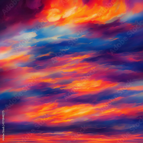 Spectral Clouds. Escape to Reality series. Arrangement of surreal sunset sunrise colors and textures on the subject of landscape painting, imagination, creativity and art © nourine