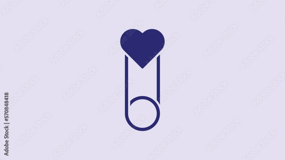 Blue Baby clothes pin icon isolated on purple background. Classic closed steel safety pin. 4K Video motion graphic animation Blue Baby clothes pin icon isolated on purple background. Classic closed steel safety pin. 4K Video motion graphic animation