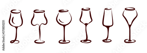 Set of abstract wine glasses