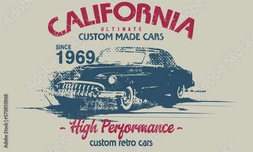 vintage racing car, Vintage typography vector illustration, vintage american muscle car illustration for T-shirt Graphics