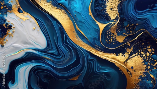 background of colors with blue, white and golden marble texture. generative ai.