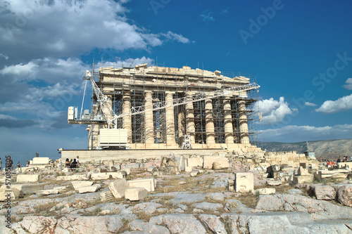Restoration of Parthenon at Acropolis in Athens, Greece.