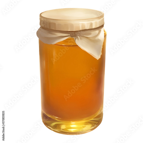 Honey Jar with Cloth Lid Isolated Detailed Hand Drawn Painting Illustration