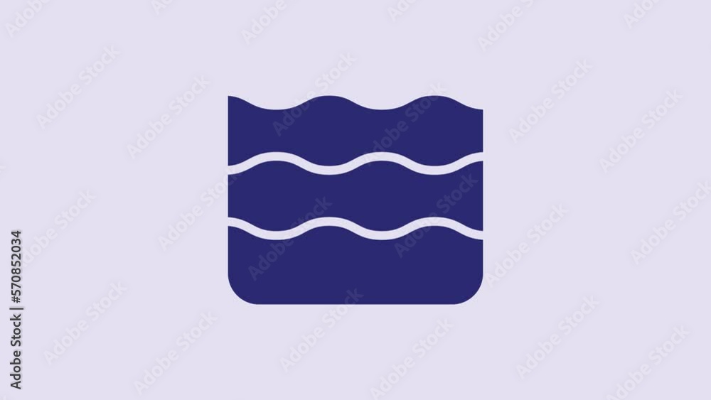 Blue Wave icon isolated on purple background. 4K Video motion graphic animation Blue Wave icon isolated on purple background. 4K Video motion graphic animation