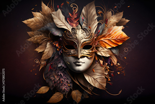 Elegant composition with venetian carnivals mask 3d render  made with Generative AI photo