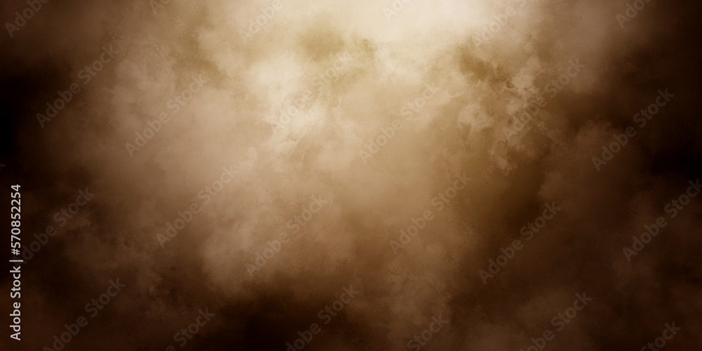 Abstract Panorama view of cloudy brown rainy sky at sunset