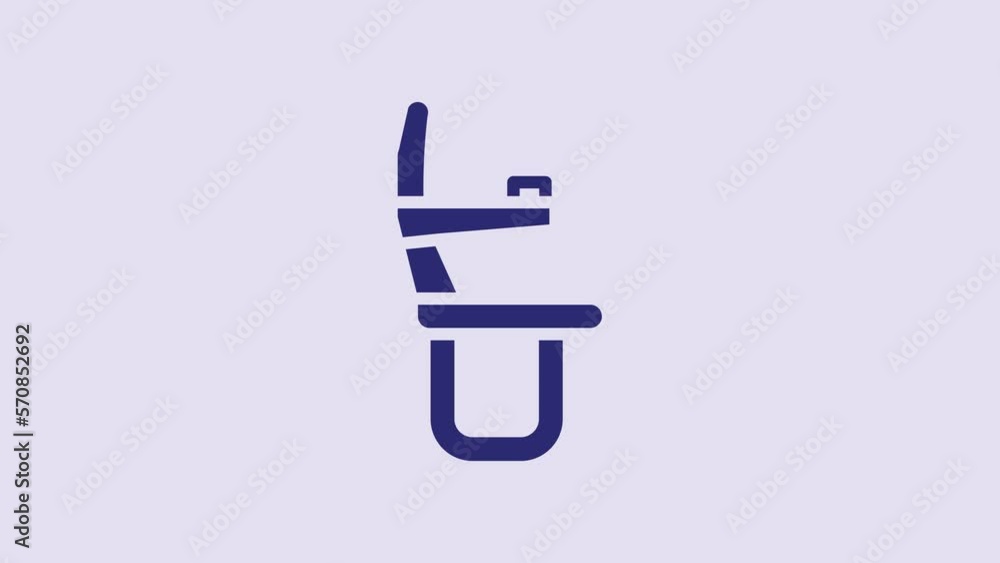 Blue Airplane seat icon isolated on purple background. 4K Video motion graphic animation Blue Airplane seat icon isolated on purple background. 4K Video motion graphic animation