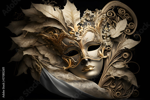 Elegant composition with venetian carnivals mask 3d render made with Generative AI