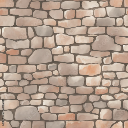 Old Brick Seamless Texture Pattern Detailed Hand Drawn Painting Illustration
