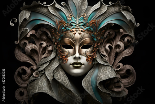 Elegant composition with venetian carnivals mask 3d render made with Generative AI