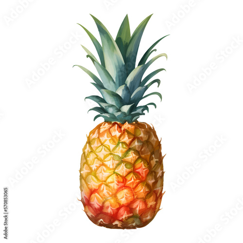 Pineapple Isolated Detailed Watercolor Hand Drawn Painting Illustration