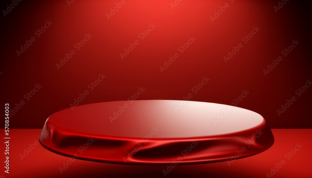 Circular Stand on a Red Background a Stand with a Red Cloth Illustration