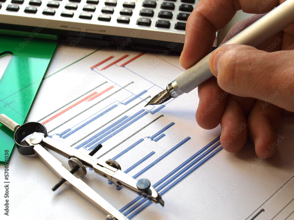 Poster engineer working on a gant chart timeline scheme – Wall Art ...