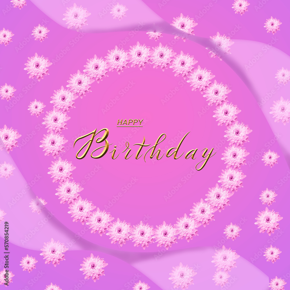 postcard , Internet banner , flat lay with a birthday greeting, with the inscription - happy birthday, 3d illustration postcard , Internet banner , flat lay with a birthday greeting, with the inscription - happy birthday, 3d illustration