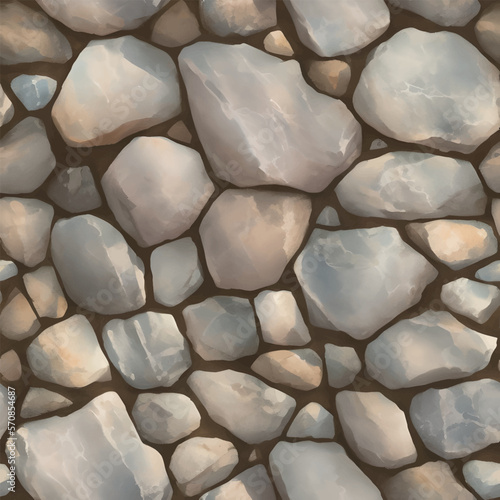 Cobble Stone Texture Seamless Pattern Detailed Hand Drawn Painting Illustration