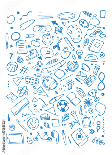 Back to school vector set of bright elements. Educational clipart. School supplies. Cute flat style classroom objects. Ready for school stuff. Back to school. Vector illustration