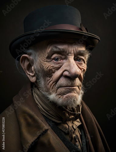 Victorian Man Portrait-portrait of an elderly man-Generative AI