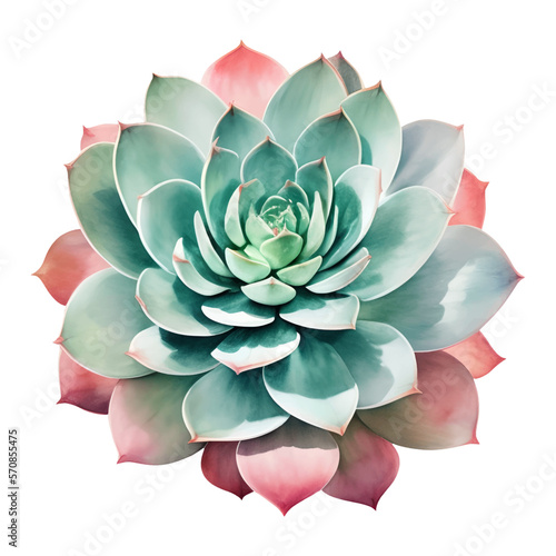 Succulent Plant Top View Isolated Detailed Hand Drawn Painting Illustration