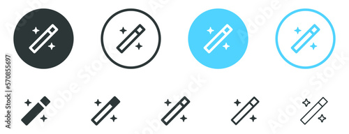 Magic wand icon, filters star with sparks icon, wizard magic stick sign button, miracle wish icon - sparkle stars edit tools icons