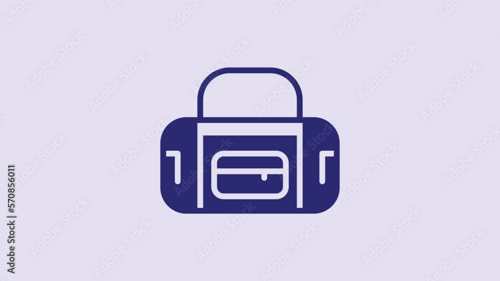 Blue Sport bag icon isolated on purple background. 4K Video motion graphic animation Blue Sport bag icon isolated on purple background. 4K Video motion graphic animation