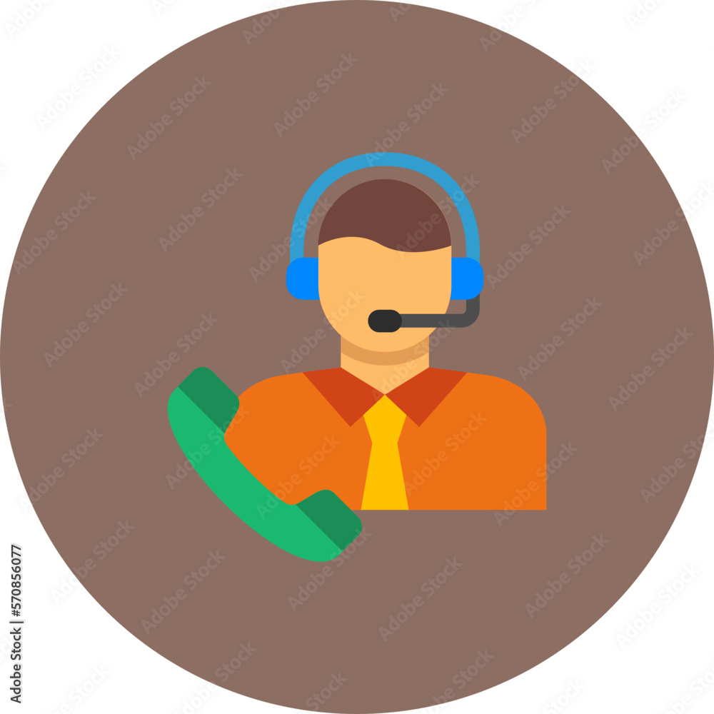 Customer Service Multicolor Circle Flat Icon