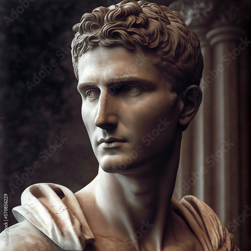  Great roman empire. Roman emperor Augustus (31 BCE–14 CE).  Augustus Caesar or Octavian, original name Gaius Octavius. Created with Generative AI technology. photo