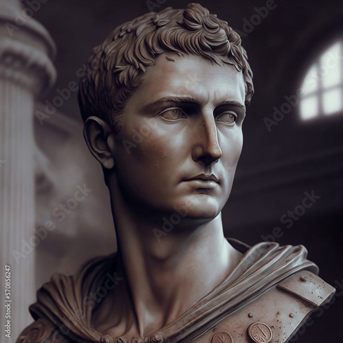  Great roman empire. Roman emperor Augustus (31 BCE–14 CE).  Augustus Caesar or Octavian, original name Gaius Octavius. Created with Generative AI technology. photo