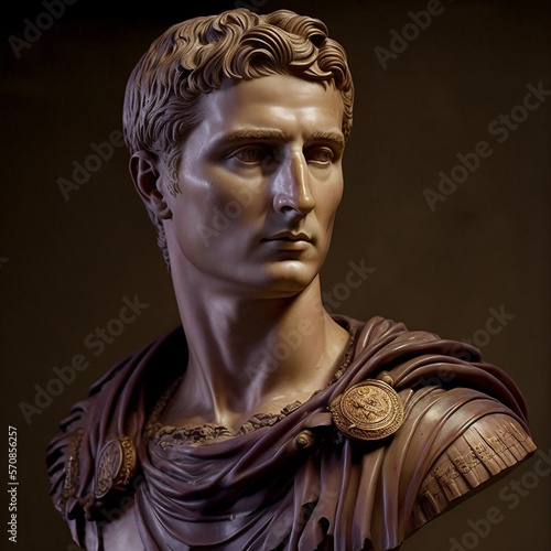  Great roman empire. Roman emperor Augustus (31 BCE–14 CE). Augustus Caesar or Octavian, original name Gaius Octavius. Created with Generative AI technology.