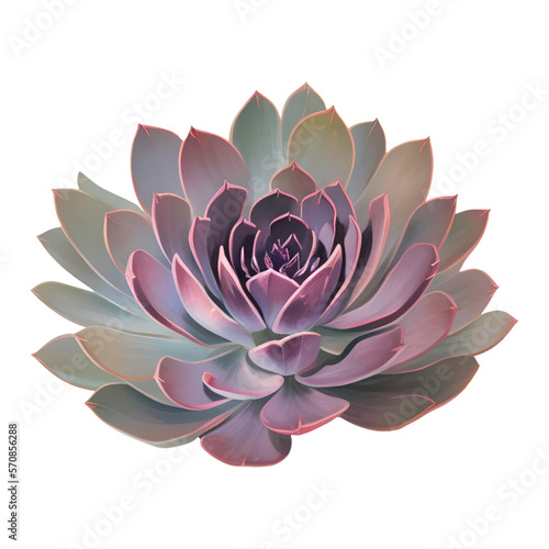 Succulent Plant Top View Isolated Detailed Hand Drawn Painting Illustration