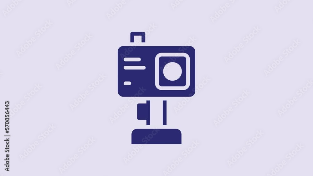 Blue Action extreme camera icon isolated on purple background. Video camera equipment for filming extreme sports. 4K Video motion graphic animation Blue Action extreme camera icon isolated on purple background. Video camera equipment for filming extreme sports. 4K Video motion graphic animation