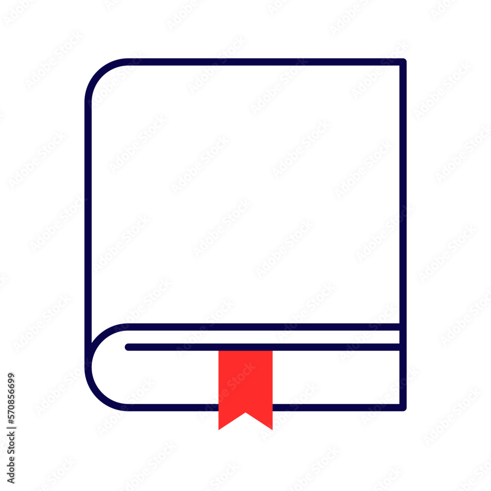 Icon of a closed book with a bookmark. Semi flat vector illustration, editable stroke Icon of a closed book with a bookmark. Semi flat vector illustration, editable stroke