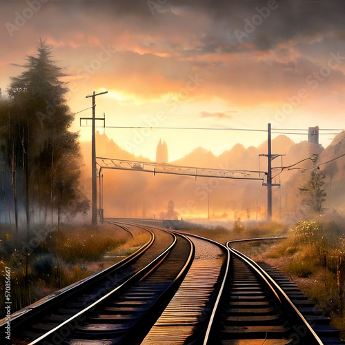 railway in the morning
