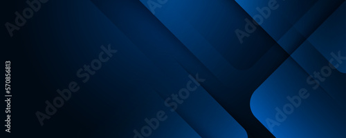 Modern abstract dark blue gradient geometric shapes background. Horizontal banner template. Suit for poster, banner, brochure, cover, corporate, presentation, website, flyer. Vector illustration