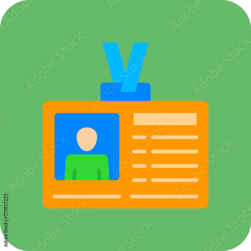 Id Card Multicolor Round Corner Flat Icon