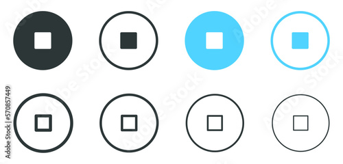 stop video icon, pause icon sign, square inside circle icon button - Media player icons