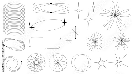 16 set of vectors ,star set ,cycle ,flash line ,minimal tattoo ,minimal line ,graphic ,abstract line.