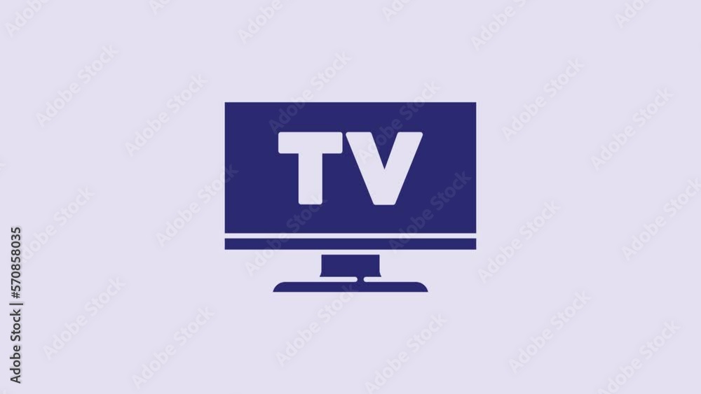 Blue Smart Tv icon isolated on purple background. Television sign. 4K Video motion graphic animation Blue Smart Tv icon isolated on purple background. Television sign. 4K Video motion graphic animation