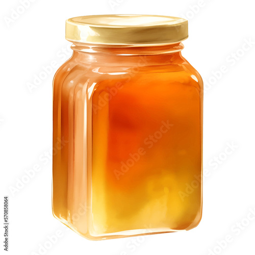 Honey Jar Isolated Detailed Hand Drawn Painting Illustration