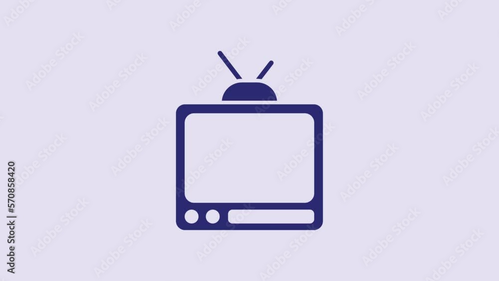 Blue Retro tv icon isolated on purple background. Television sign. 4K Video motion graphic animation Blue Retro tv icon isolated on purple background. Television sign. 4K Video motion graphic animation