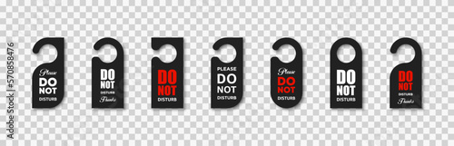 Hotel room hanger set. Do not disturb labels. Vector EPS 10
