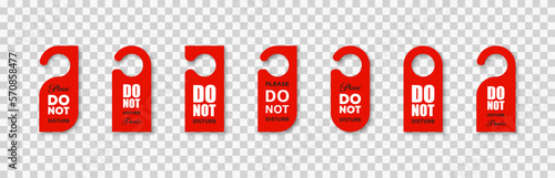 Hotel room hanger set. Do not disturb labels. Vector EPS 10