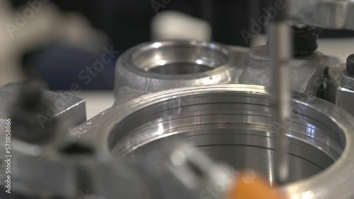 3d measuring machine in operation. quality control robot metal industry