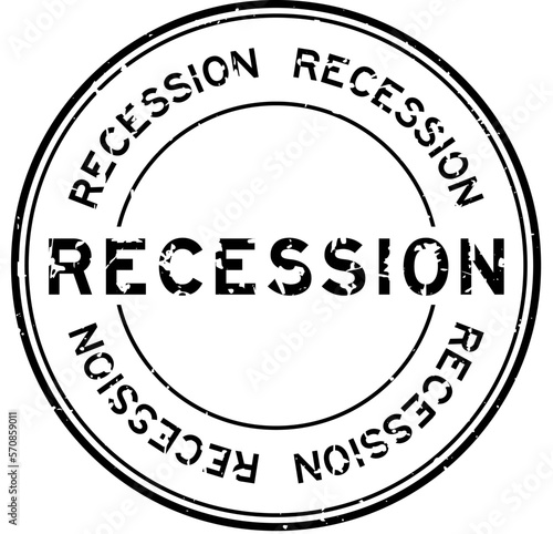 Grunge black recession word round rubber seal stamp on white background