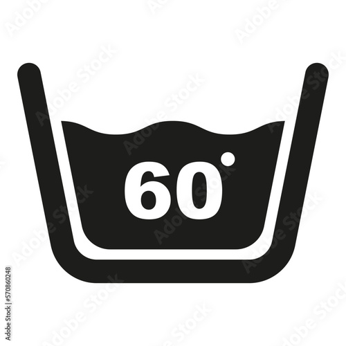 Wash at 60 degree icon. Water temperature vector illustration