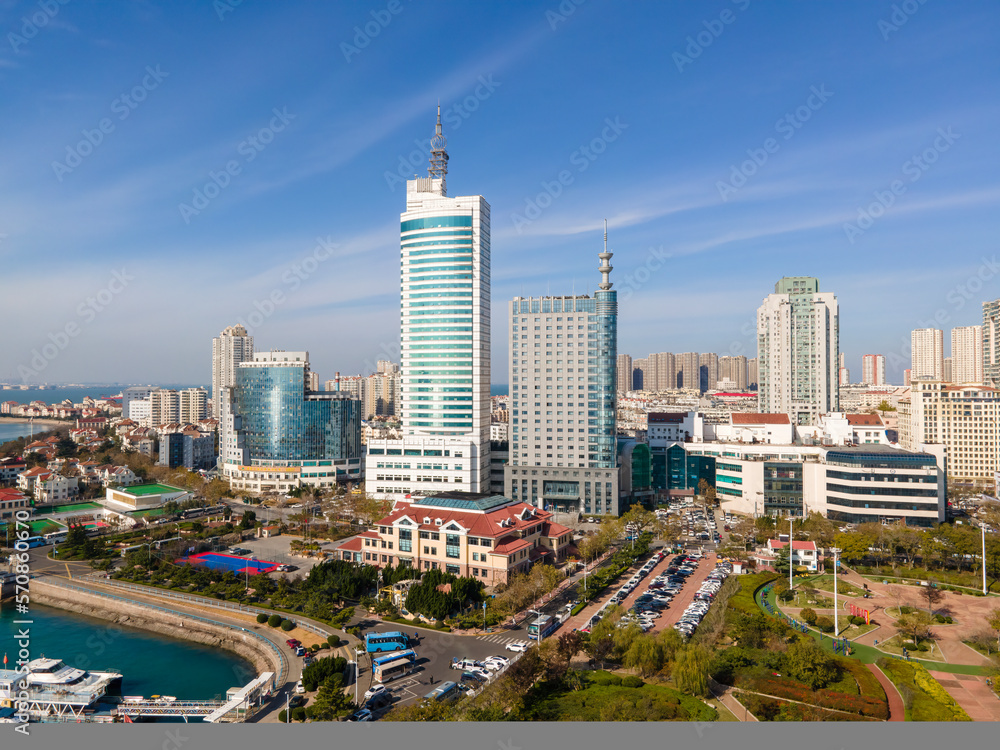 Obraz premium Aviation Potal Qingdao Coast Line Bay Area Landscape