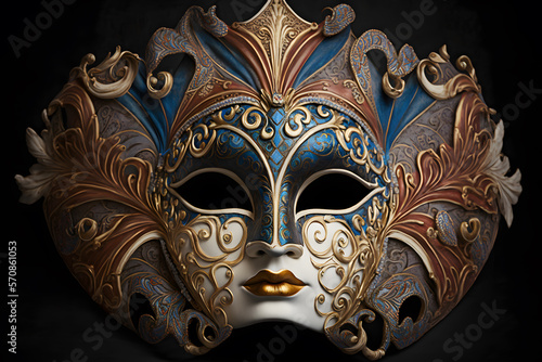 Elegant mask of venetian carnival 3d render made with Generative AI 