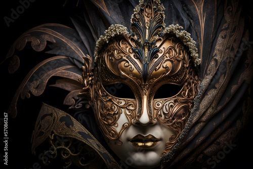 Elegant mask of venetian carnival 3d render made with Generative AI   © yuniazizah