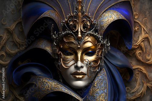 Elegant mask of venetian carnival 3d render made with Generative AI 