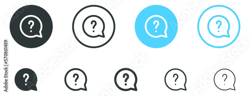 Question mark icon in speech bubble, Help icon, service chat sign button, customer support icon - faq icons