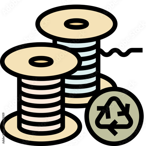 recycle yarn black outline filled color icon